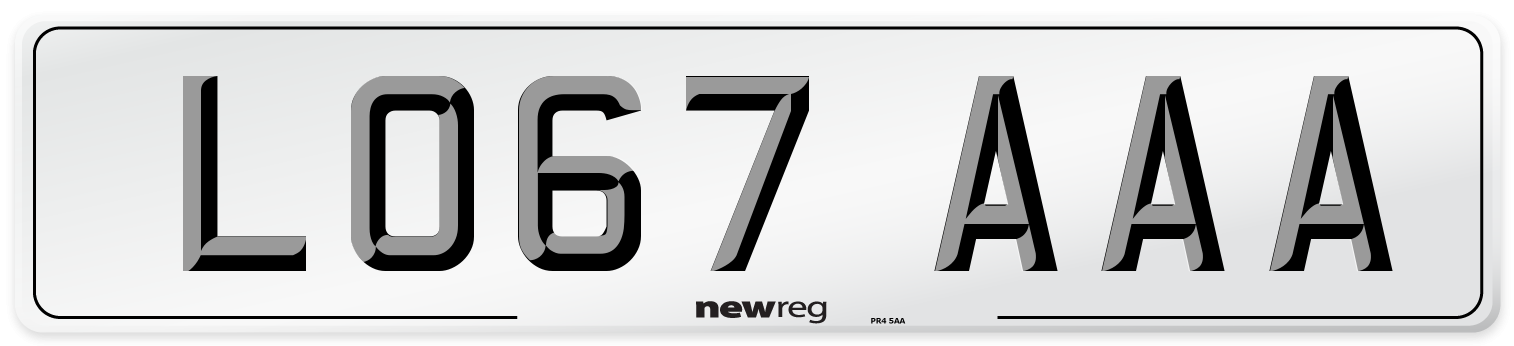 LO67 AAA Number Plate from New Reg